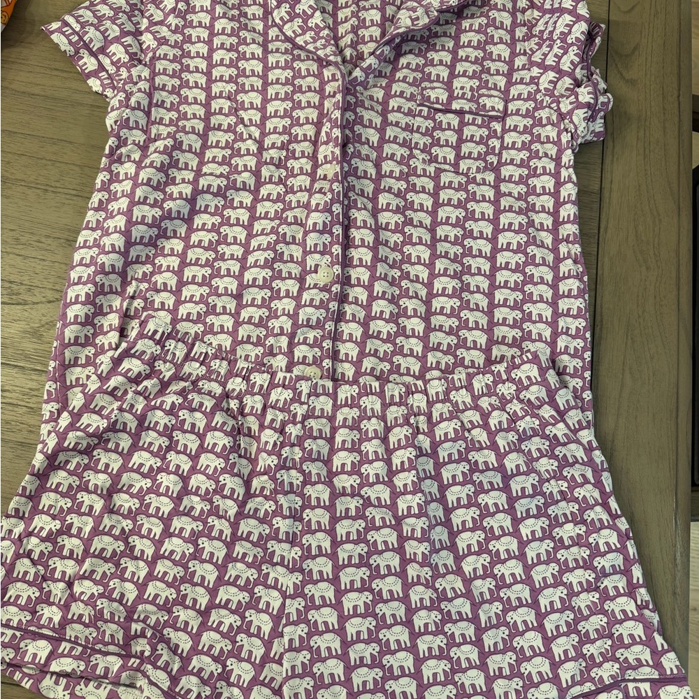 Roller Rabbit Purple and White Elephant Pajama Set